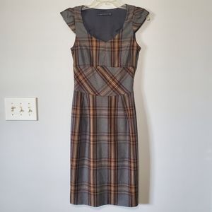 ZARA Plaid Pencil Midi Dress Size XS